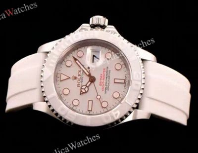 2016 Replica Rolex yachtmaster watch white rubber strap